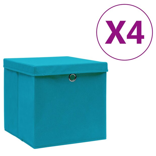 Opbergboxen met deksel 4 st 28x28x28 cm babyblauw 1