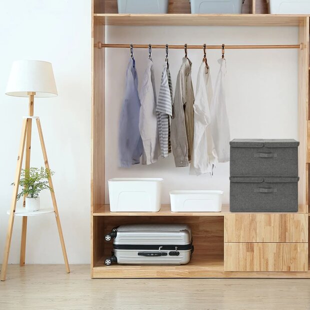 Opbergboxen 2 st 50x30x25 cm stof antracietkleurig 1