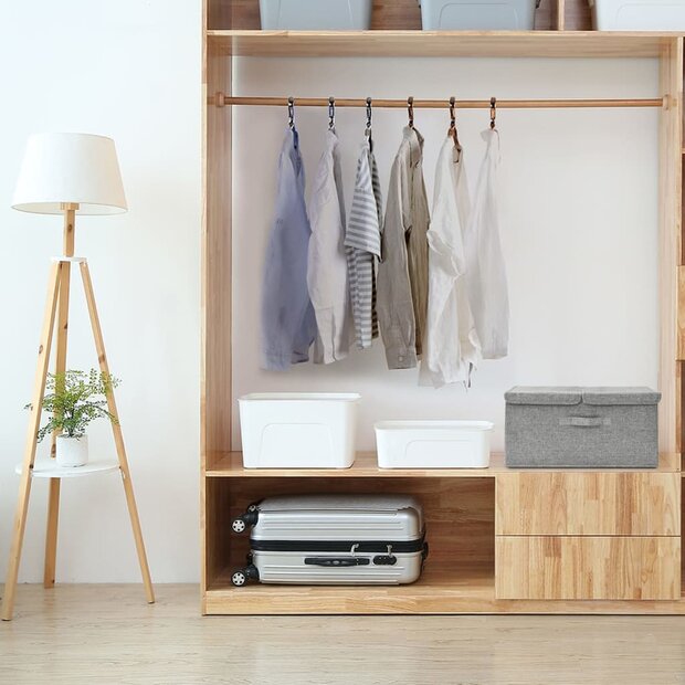 Opbergbox 50x30x25 cm stof grijs 1