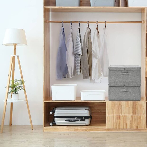 Opbergboxen 2 st 50x30x25 cm stof grijs 1