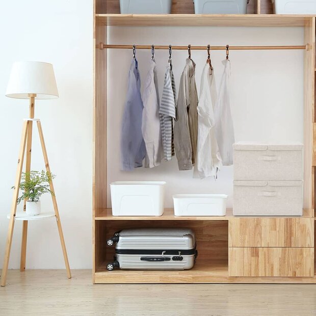 Opbergboxen 2 st 50x30x25 cm stof cr&egrave;mekleurig 1