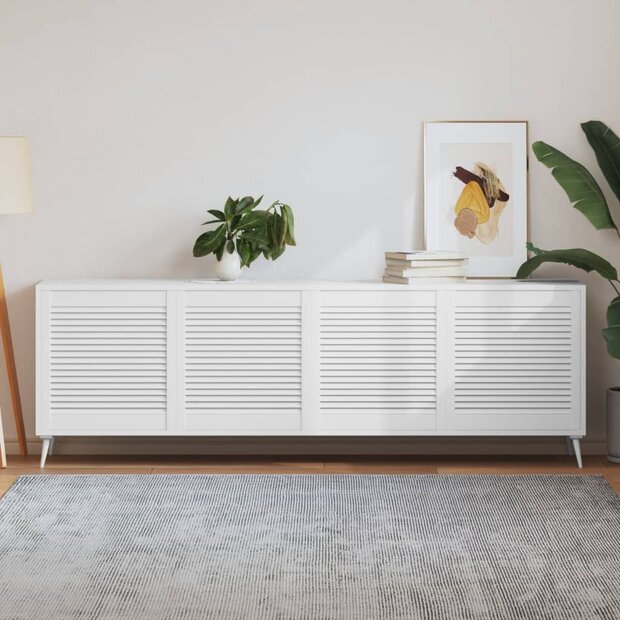 Kastdeuren met lamellen 4 st 61,5x59,4 cm grenenhout wit 1