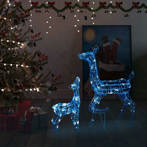 Kerstversiering rendierfamilie 160 LED&amp;apos;s blauw acryl 1