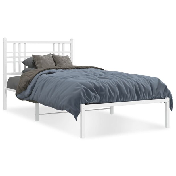 Bedframe met hoofdbord metaal wit 90x190 cm 1