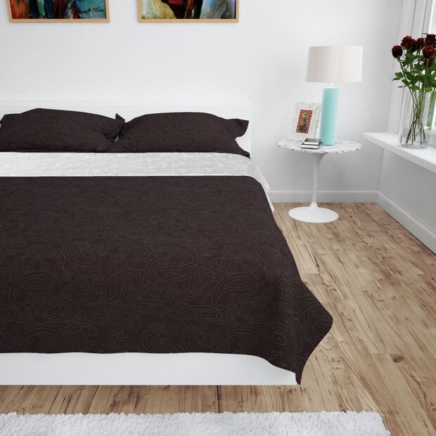 Bedsprei dubbelzijdig 230x260 cm quilt cr&egrave;me en bruin 1