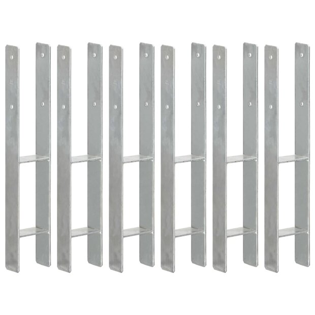 Grondankers 6 st 9x6x60 cm gegalvaniseerd staal zilverkleurig 1