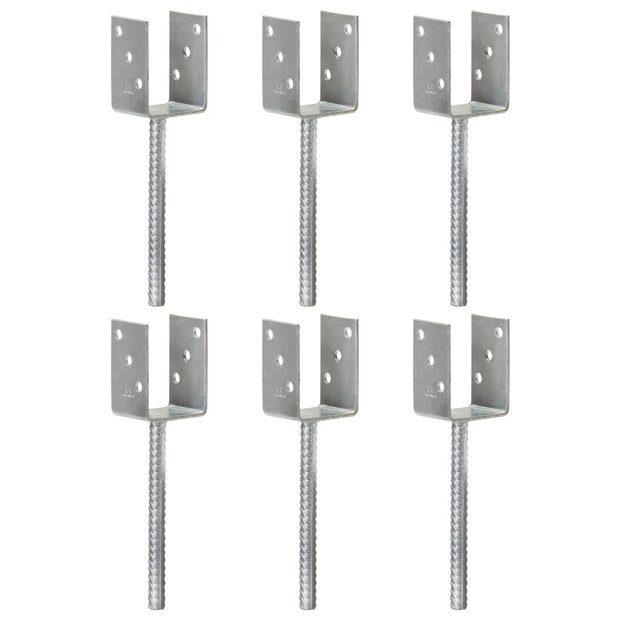 Grondankers 6 st 7x6x30 cm gegalvaniseerd staal zilverkleurig 1