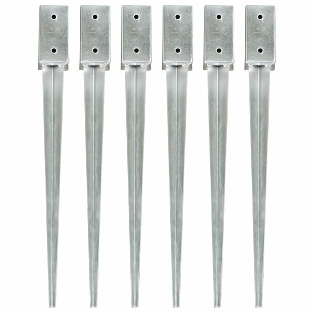 Grondpinnen 6 st 7x7x75 cm gegalvaniseerd staal zilverkleurig 1