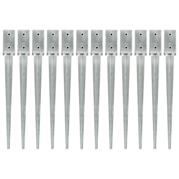 Grondpinnen 12 st 7x7x75 cm gegalvaniseerd staal zilverkleurig 1