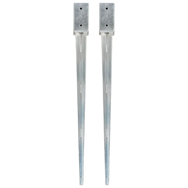 Grondpinnen 2 st 7x7x90 cm gegalvaniseerd staal zilverkleurig 1