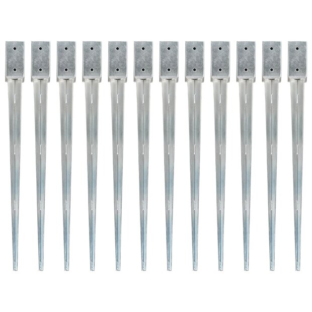 Grondpinnen 12 st 7x7x90 cm gegalvaniseerd staal zilverkleurig 1