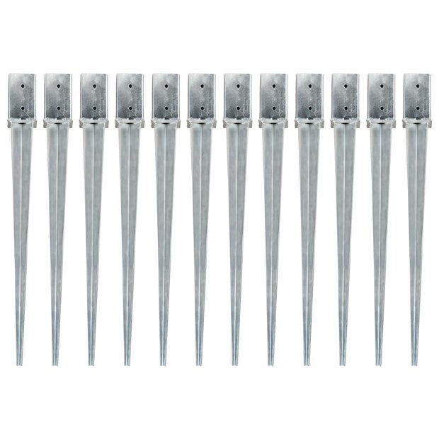 Grondpinnen 12 st 8x8x91 cm gegalvaniseerd staal zilverkleurig 1