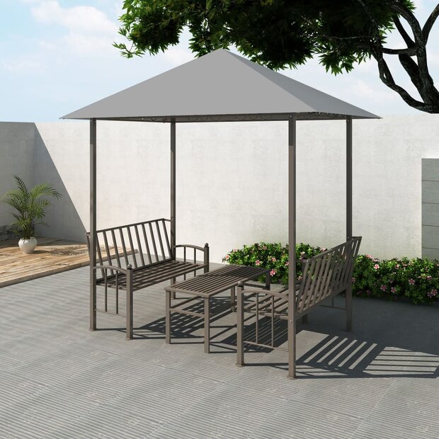 Tuinpaviljoen met tafel en bankjes 2,5x1,5x2,4 m antraciet 1