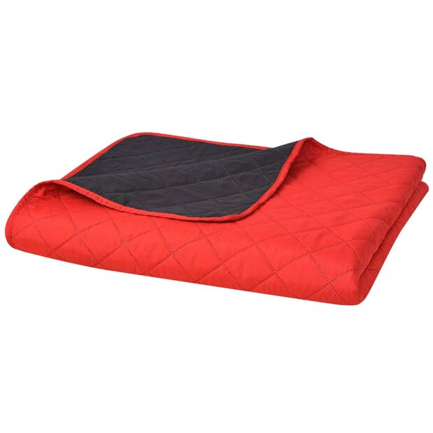 Dubbelzijdige quilt bedsprei rood en zwart 220x240 cm 1