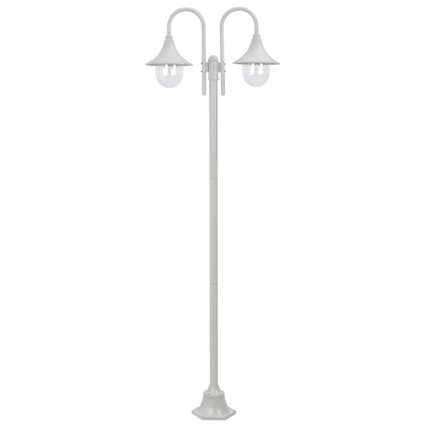 Paalverlichting tuin E27 220 cm aluminium wit 2-delig 1