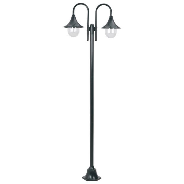 Paalverlichting tuin E27 220 cm aluminium donkergroen 2-delig 1