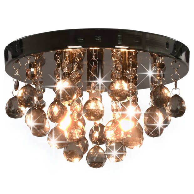 Plafondlamp met smoky kralen rond G9 zwart 1