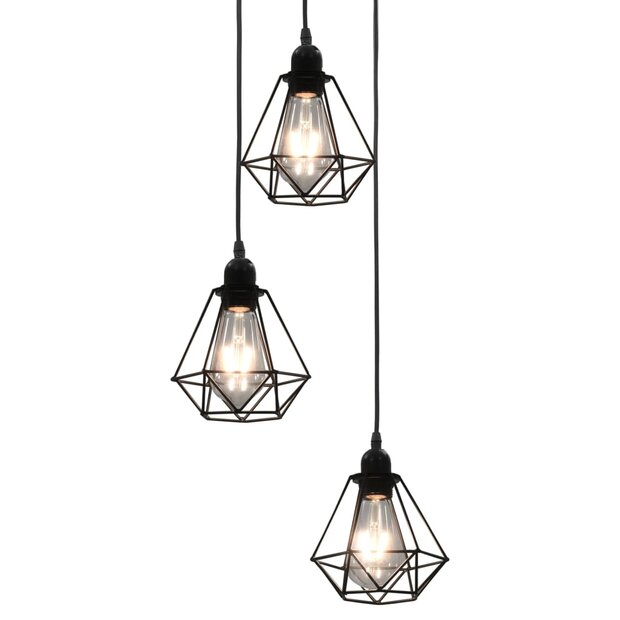 Plafondlamp met diamantvorm 3xE27 zwart 1