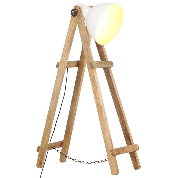 Vloerlamp E27 massief mangohout wit 1