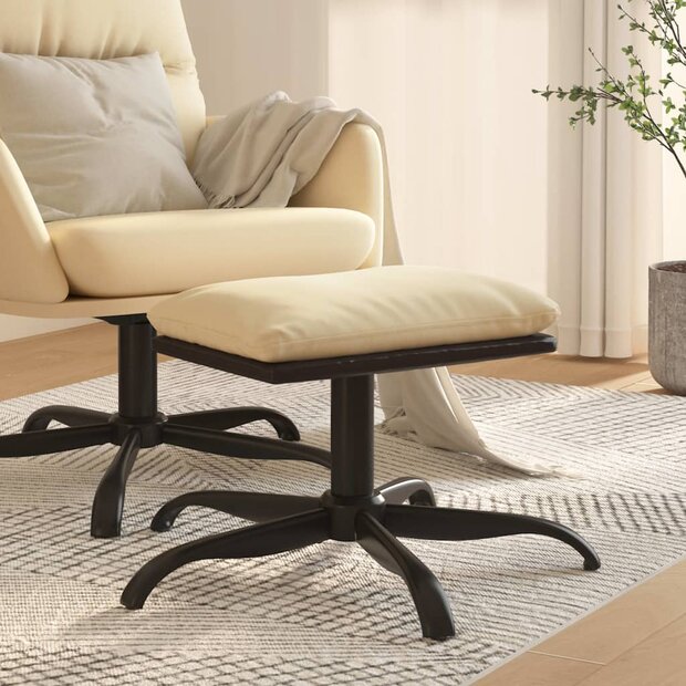 Voetenbank 60x60x36 cm stof en kunstleer cr&egrave;mekleurig 1