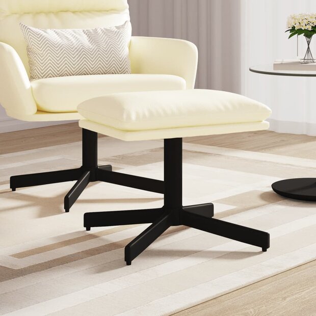 Voetenbank 60x60x36 cm kunstleer cr&egrave;mekleurig 1