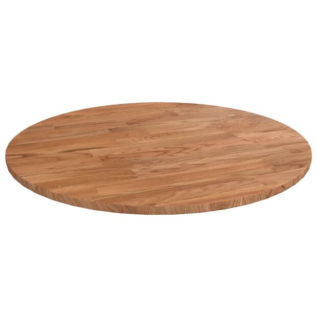 Tafelblad rond &Oslash;40x1,5 cm bewerkt massief eikenhout lichtbruin 1