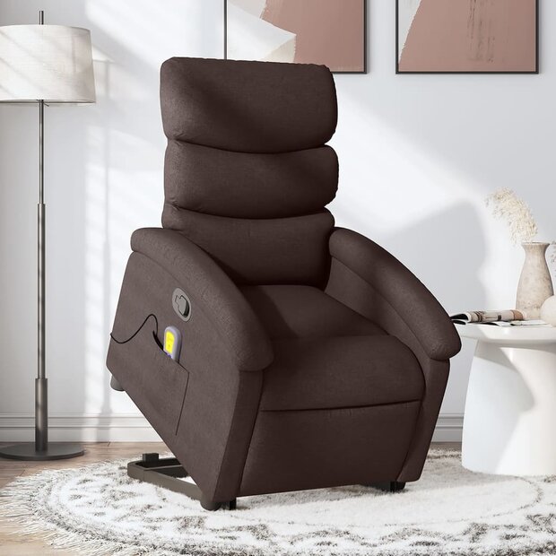 Sta-op-massagestoel verstelbaar stof donkerbruin 1