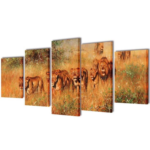 Canvas muurdruk set leeuw 100 x 50 cm 1