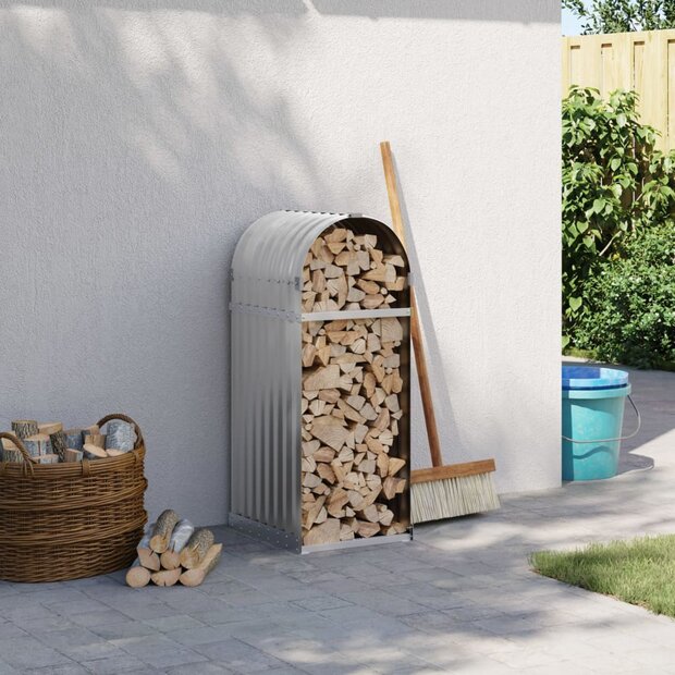 Haardhoutopslag 40x45x100 cm gegalvaniseerd staal lichtgrijs 1
