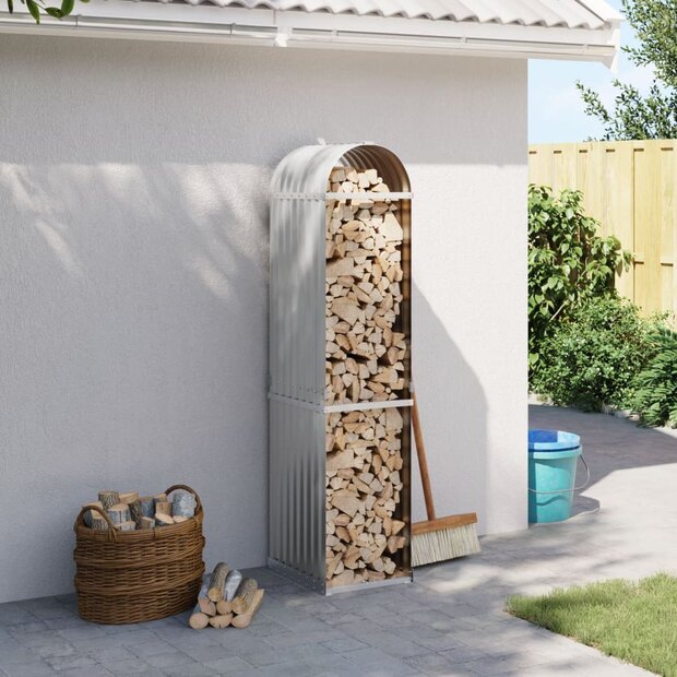 Haardhoutopslag 40x45x170 cm gegalvaniseerd staal lichtgrijs 1