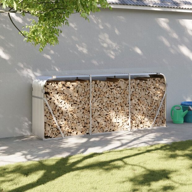 Haardhoutopslag 234x45x100 cm gegalvaniseerd staal zilverkleur 1