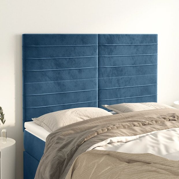Hoofdborden 4 st 72x5x78/88 cm fluweel donkerblauw 1