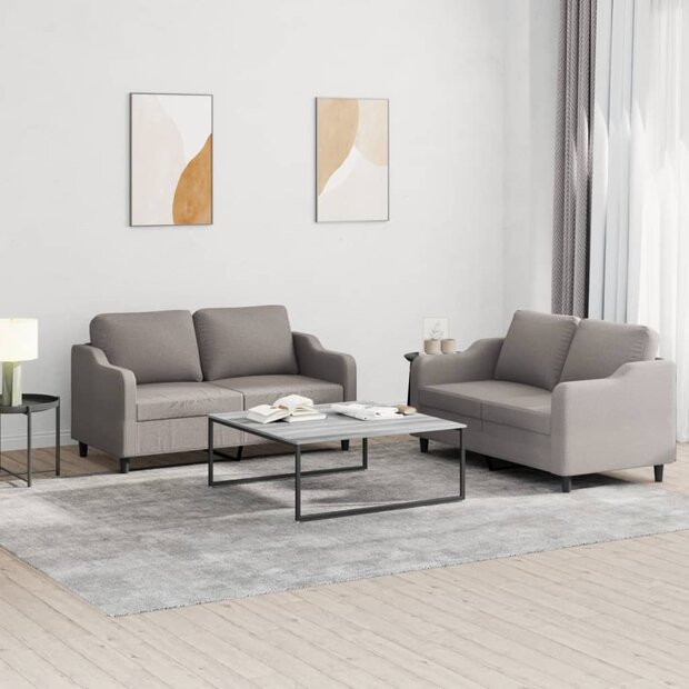 2-delige Loungeset met kussens stof taupe 1