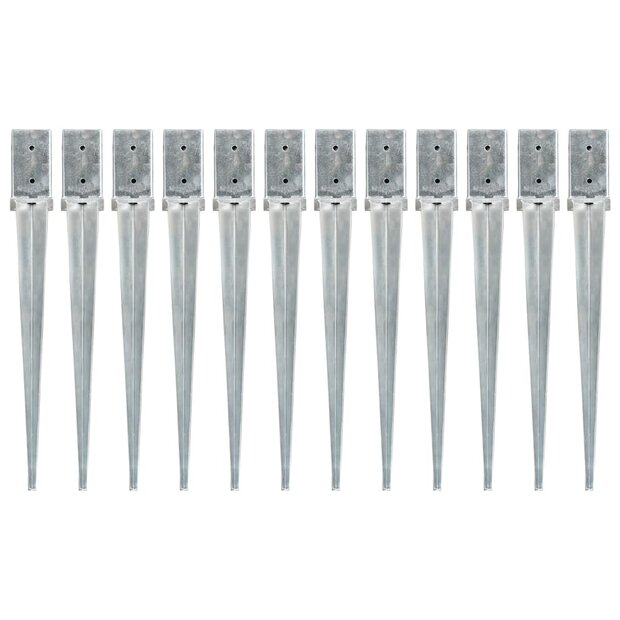 Grondpinnen 12 st 8x8x76 cm gegalvaniseerd staal zilverkleurig 1