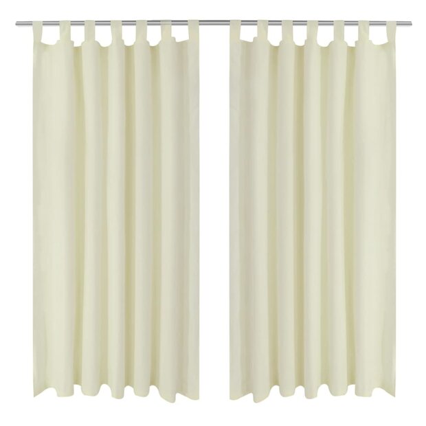 Micro-Satijnen Gordijnen met Ringen 140 x 175 cm 2 stuks (Creme) 1