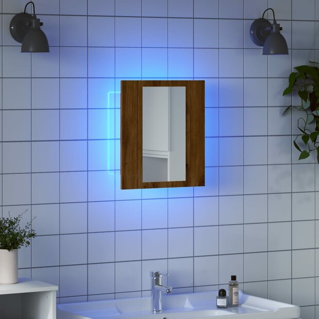 Badkamerspiegelkast LED 40x12x45 cm bewerkt hout artisan eiken 1