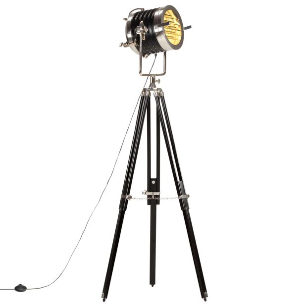 Vloerlamp driepoot 171 cm massief mangohout zwart 1