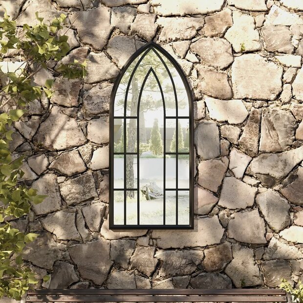 Tuinspiegel 100x45 cm ijzer zwart 1