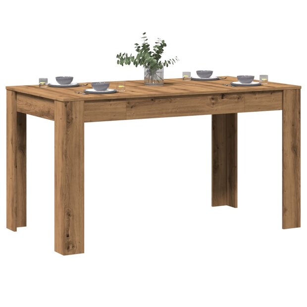 Eettafel 140x74,5x76 cm bewerkt hout artisanaal eikenkleurig 1