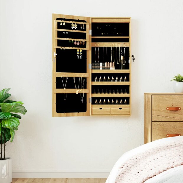 Sieradenkast met spiegel en LED wandgemonteerd 1