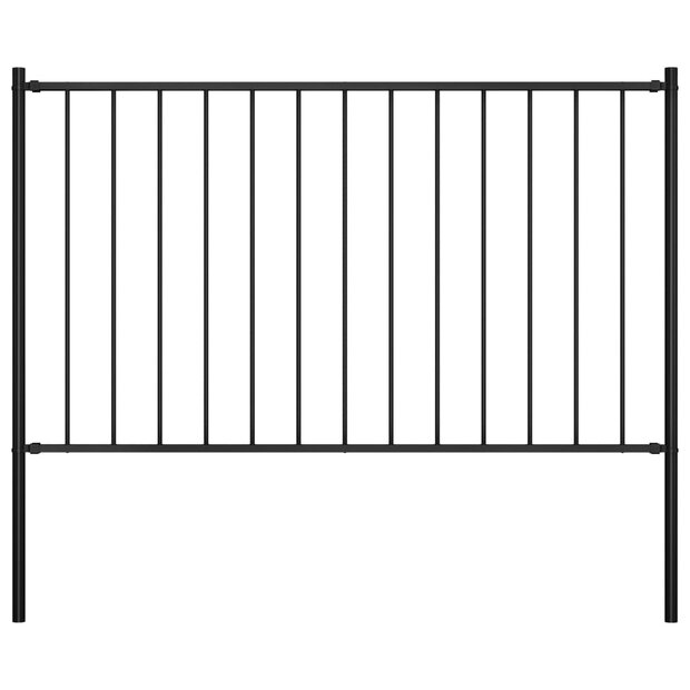 Hekpaneel met palen 1,7x1 m gepoedercoat staal zwart 1