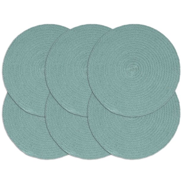 Placemats 6 st rond 38 cm katoen effen groen  1