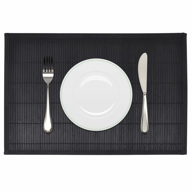 6 Placemats bamboe 30 x 45 cm zwart 1