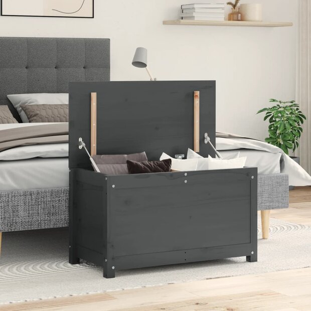 Opbergbox grijs 80x40x45,5 cm massief grenenhout 1