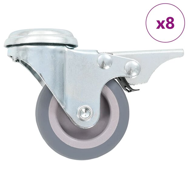 8 st Zwenkwielen met boutgaten 50 mm 1