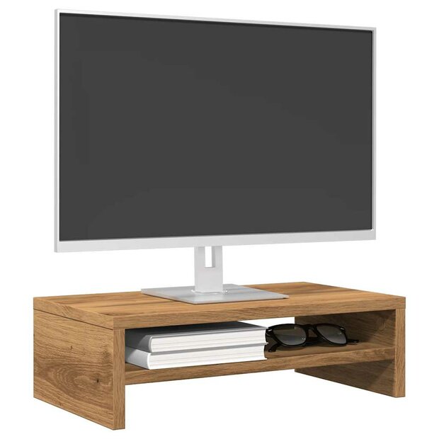 Monitorstandaard 42x24x13 cm bewerkt hout artisanaal eikenkleur 1