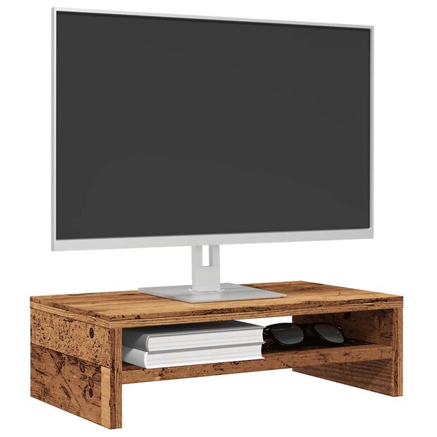 Monitorstandaard 42x24x13 cm bewerkt hout oud houtkleurig 1