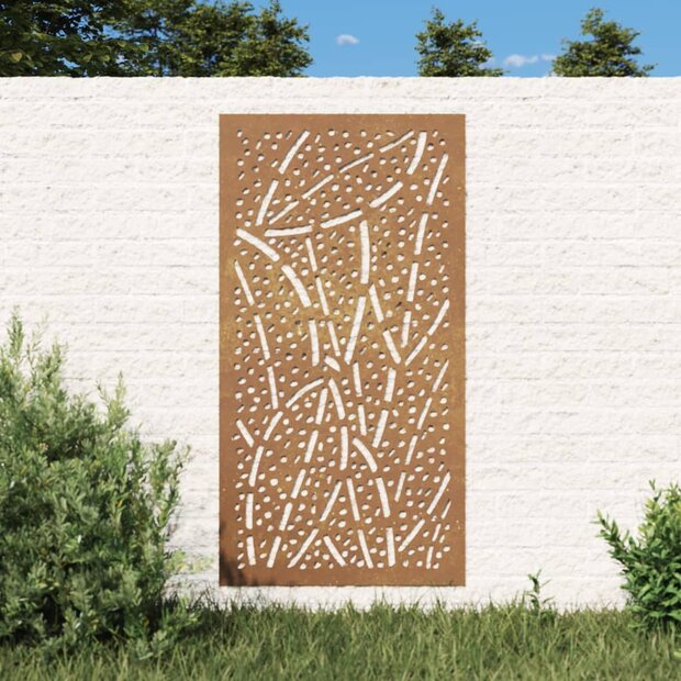 Wanddecoratie tuin bladontwerp 105x55 cm cortenstaal 1