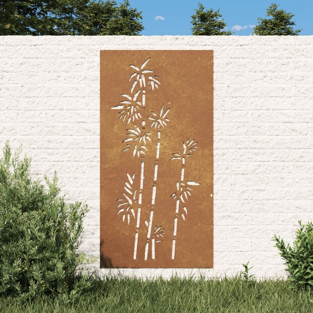 Wanddecoratie tuin bamboe-ontwerp 105x55 cm cortenstaal 1