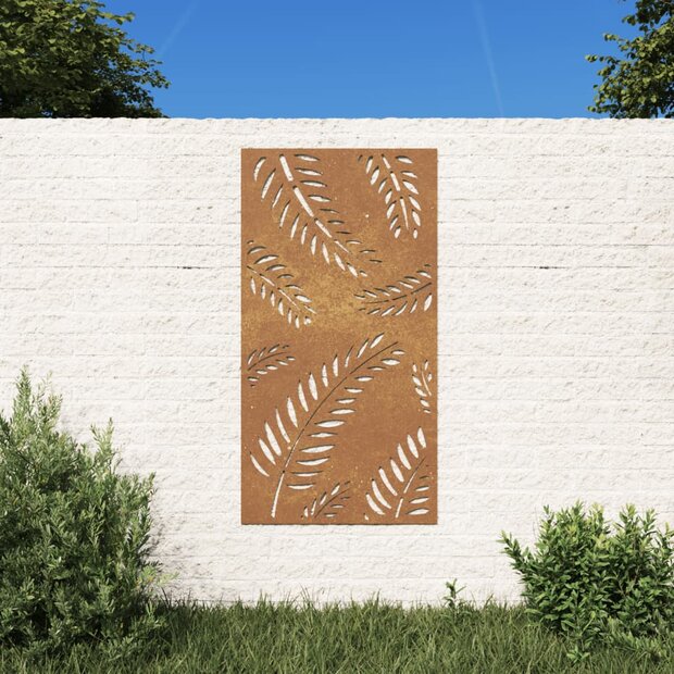 Wanddecoratie tuin bladontwerp 105x55 cm cortenstaal 1